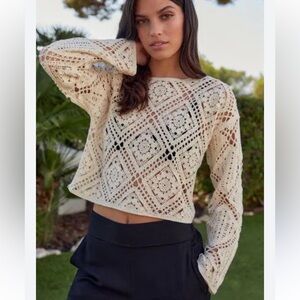 NWT Zara Knit Cream Cottagcore Crop Top